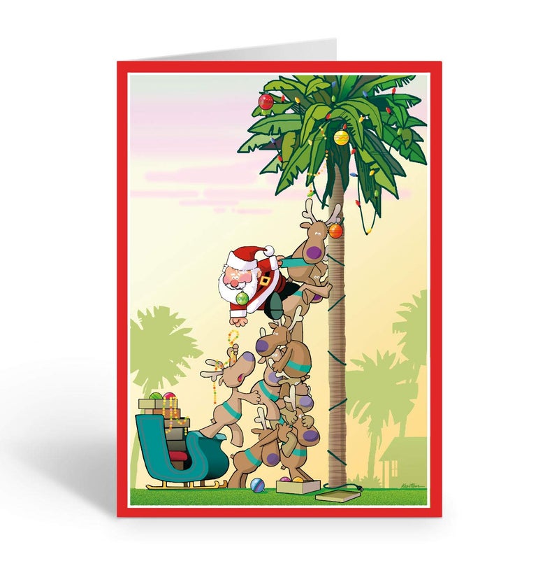 Stonehouse Collection - Christmas Palm Holiday Card - Tropical Christmas cards come with18 cards & 19 envelopes - USA Made - Image 1